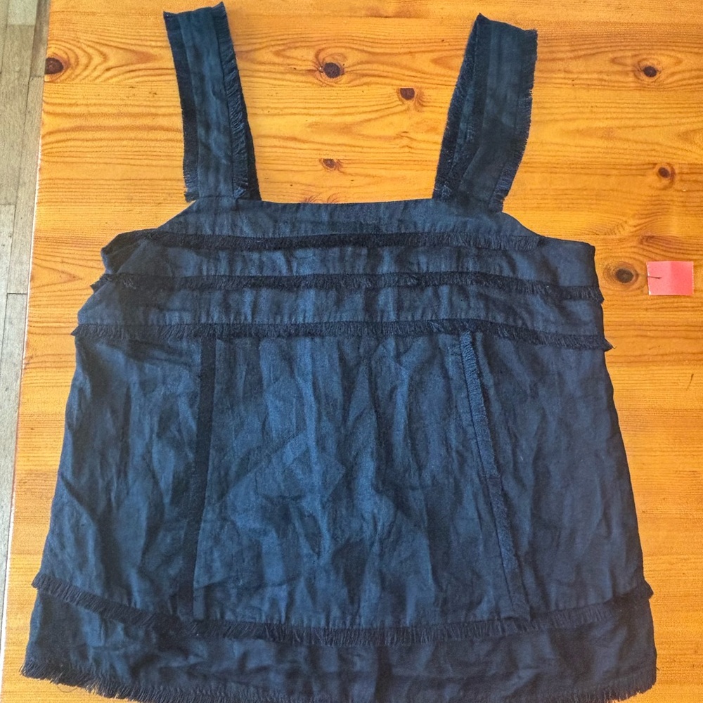 J. Crew Midnight Blue Linen Zip-Up Top